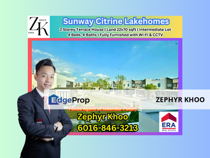 Sunway Citrine Lakehomes @ Sunway Iskandar - Double Storey Terrace House with Garden For Rent, Johor, Nusajaya