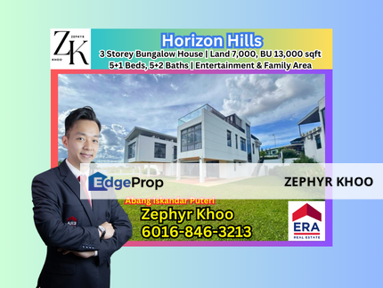 Horizon Hills 3 Storey Bungalow House For Rent Now, Johor, Nusajaya