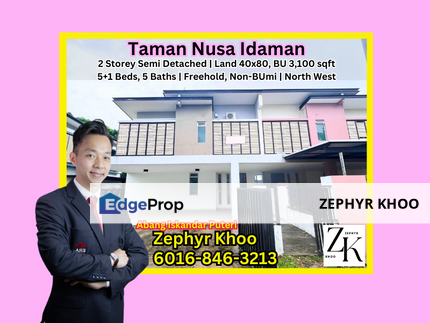 Taman Nusa Idaman - Double Storey Semi Detached House 5 Bedrooms For Sale Now, Johor, 