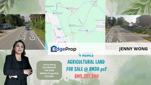 SALE: 4 Acres Agricultural Land @ Mukim Tanjung Kupang, Johor Bahru, Johor, Gelang Patah