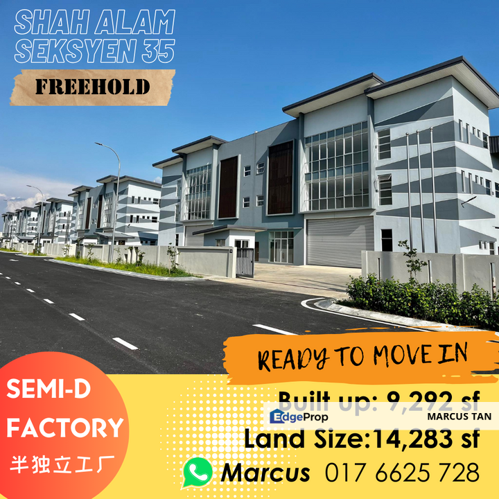 LOW Downpmt! Kg Jawa, Shah Alam 🏭 FREEHOLD Semi D Factory + SELL with Tenancy, ROI 4%, 5 min to Alam Impian, Selangor, Shah Alam