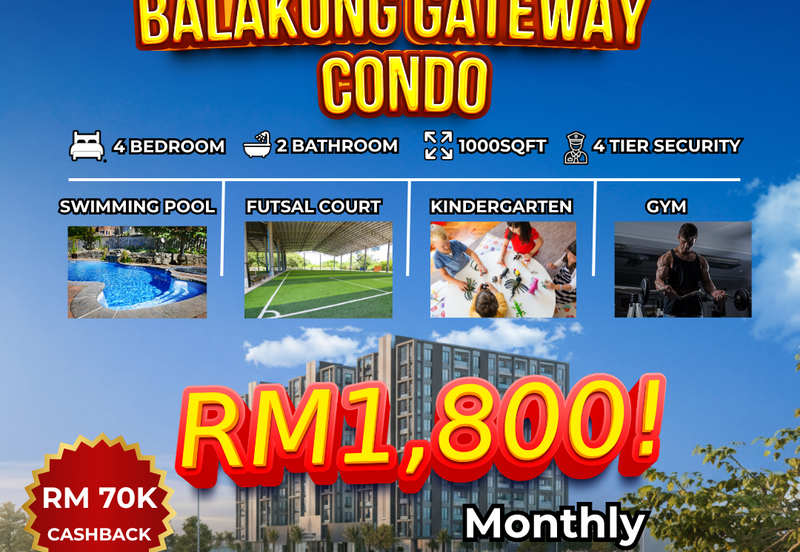 Sutera Kajang Residence 1000sf(4R2B)Freehold