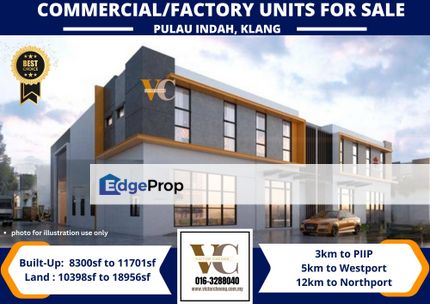 Pulau Indah Semi-Detached Commercial/Industrial units for sale! only 14 unit!, Selangor, Klang