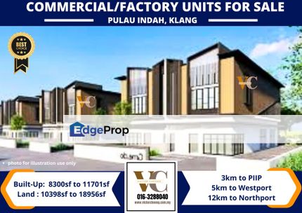 Pulau Indah Semi-Detached Commercial/Industrial units for sale! only 14 unit!, Selangor, Klang