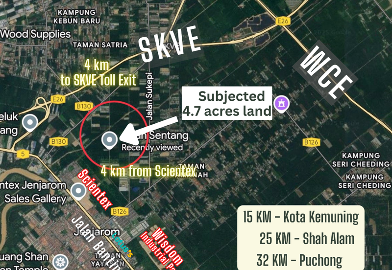 4  acres Industrial Zone Freehold Land For Sale @ Jenjarom Town, Banting